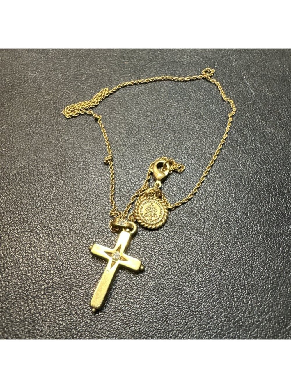 Vintage Vatican Collection Cross Pendant Necklace Goldtone